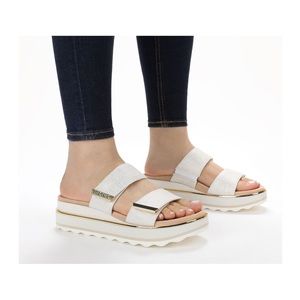 VIONIC BRANDIE PLATFORM SLIDE SANDAL (WOMEN) - MARSHMALLOW MET LINEN size 7.5